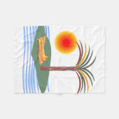 Helle tropische Palmen, Sonne und Wellen Fleecedecke (Vorderseite (Horizontal))