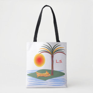 Helle tropische Palmen, Sonne und Wellen Tasche