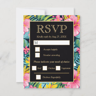 Helle tropische präppy Blumen Hochzeit RSVP Karte