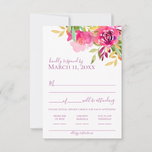 Helle tropische Wasserfarbenflora RSVP Karte (Vorderseite)