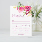 Helle tropische Wasserfarbenflora RSVP Karte (Stehend Vorderseite)