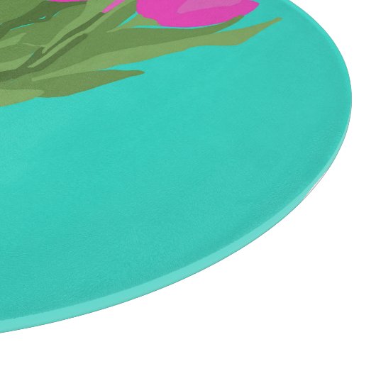 Helle Tulip Blume Moderne Illustration + Name Schneidebrett (Ecke)