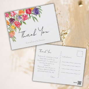 Helle Tulips und Greenery Brautparty Vielen Dank Postkarte