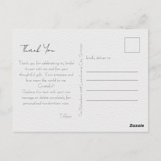 Helle Tulips und Greenery Brautparty Vielen Dank Postkarte (Rückseite)