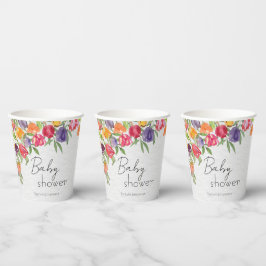 Helle Tulips und Grüne Babydusche Pappbecher