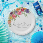 Helle Tulips und Grünes Brautparty Pappteller (Party)