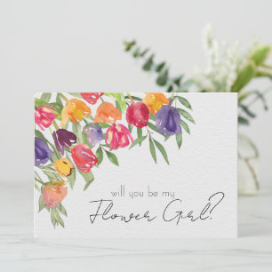 Helle Tulpen und Grünpflanzen Blumenmädchen Vorsch Einladung