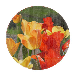 Helle Tulpenblumen Glas Schneidbrett Geschenke Schneidebrett