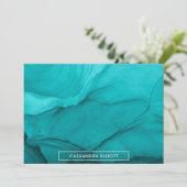 Helle Türkis Alkoholtink Abstrakt Dankeskarte (Stehend Vorderseite)