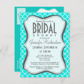 Helle Türkis-Quatrefolie Einladungspostkarte (Vorne/Hinten)