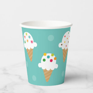 Helle Türkisblaue Eiscreme-Waffel-Tassen für Party Pappbecher