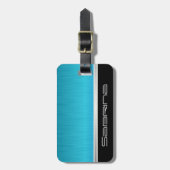 Helle türkisfarbene blaue Brush Steel und Silber P Gepäckanhänger (Vorderseite vertikal)