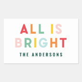 Helle Typografie der modernen Weihnachtsfamilie Rechteckiger Aufkleber (Vorderseite)