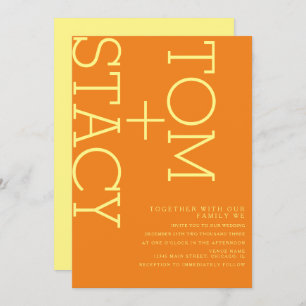 Helle Typografie Extra Bold Orange Wedding Einladung