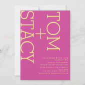 Helle Typografie Xtra Bold Pink Yellow Wedding Einladung (Vorderseite)
