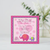 Helle u. Spaß-Elefant-Babyparty Einladung (Stehend Vorderseite)