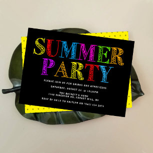 Helle und bunte Typografie Sommerparty Einladung
