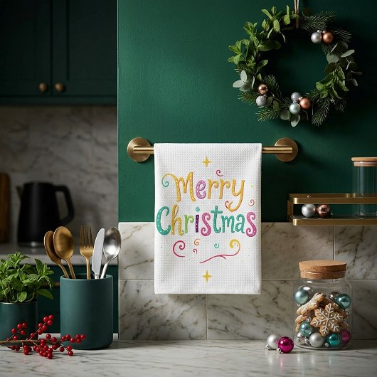 Helle und coole frohe Weihnachten Geschirrtuch