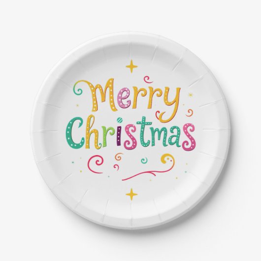 Helle und coole frohe Weihnachten Pappteller (Vorderseite)