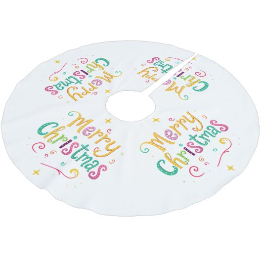 Helle und coole frohe Weihnachten Polyester Weihnachtsbaumdecke (Schrägansicht)