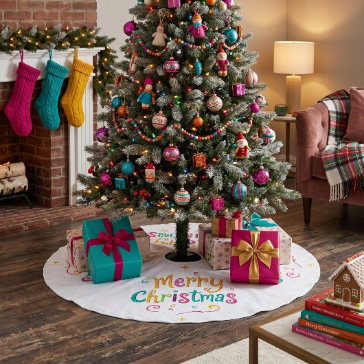 Helle und coole frohe Weihnachten Polyester Weihnachtsbaumdecke