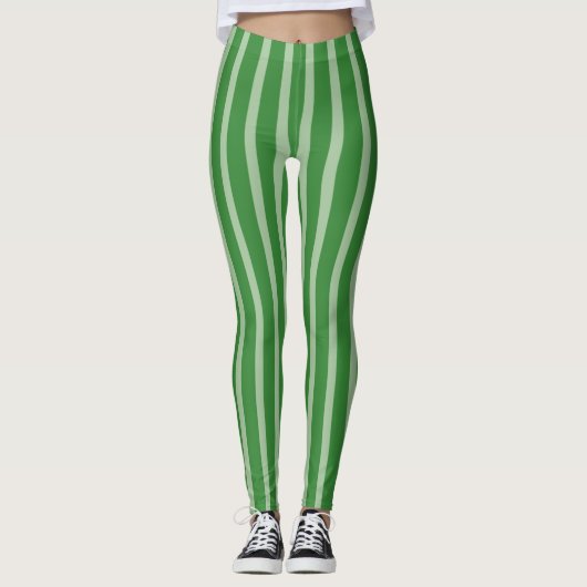 Helle und dunkelgrüne Streifen Leggings (Vorderseite)