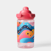 Helle und farbenfrohe abstrakte Formen mit Punkten Trinkflasche (Rückseite)