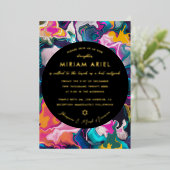 Helle und farbenfrohe Abstrakte Marbella Bat Mitzv Folieneinladung (Stehend vorne)