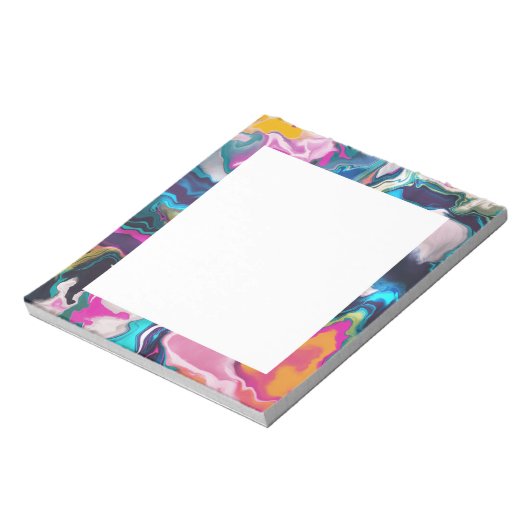 Helle und farbenfrohe Abstrakte Marmorierung Notizblock (Rotiert)