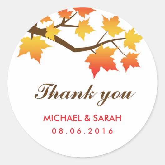Helle und farbenfrohe Ahorn-Blätter Vielen Dank fü Runder Aufkleber (Vorderseite)