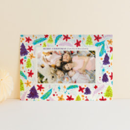 Helle und farbenfrohe Alberne Winterrahmen Feiertagskarte