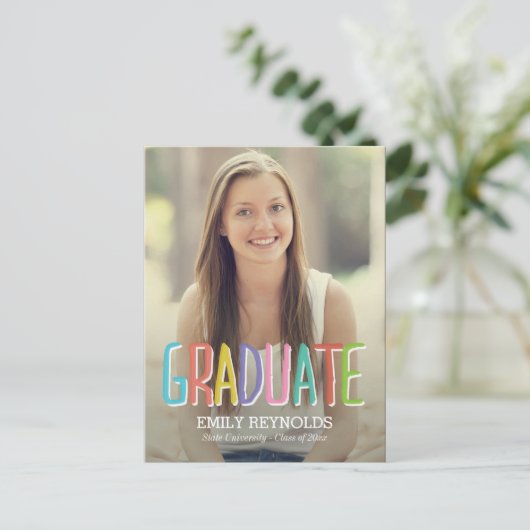 Helle und farbenfrohe Ankündigung/Einladung des Ab Einladungspostkarte (Stehend Vorderseite)