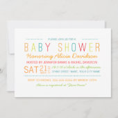 Helle und farbenfrohe Babydusche laden ein Einladung (Vorderseite)