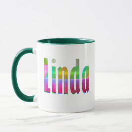 Helle und farbenfrohe Bezeichnung "Linda" Tasse
