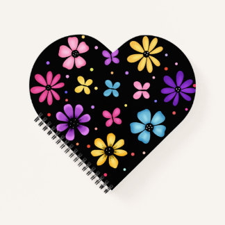 Helle und farbenfrohe Blume und Schmetterlinge Notizblock