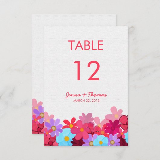 Helle und farbenfrohe Blumenkarten Einladung (Vorne/Hinten)