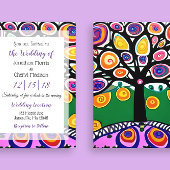 Helle und farbenfrohe Boho Tree Wedding Einladung
