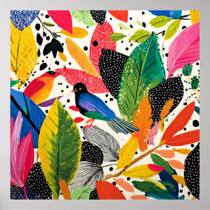 Helle und farbenfrohe Dschungelkunst Poster