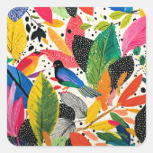 Helle und farbenfrohe Dschungelkunst Quadratischer Aufkleber (Vorderseite)