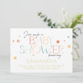 Helle und farbenfrohe Fun Unisex Moderne Babydusch Einladung (Stehend Vorderseite)