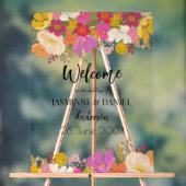 Helle und farbenfrohe Gartenhochzeit Herzlich will Acrylschild (Neutral)