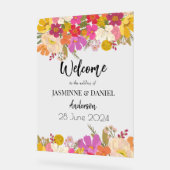 Helle und farbenfrohe Gartenhochzeit Herzlich will Acrylschild (Winkel)