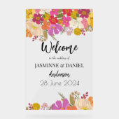 Helle und farbenfrohe Gartenhochzeit Herzlich will Acrylschild (Vorderseite)