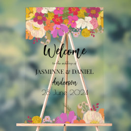 Helle und farbenfrohe Gartenhochzeit Herzlich will Acrylschild