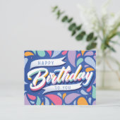 Helle und farbenfrohe Geburtskarte Postkarte (Stehend Vorderseite)