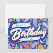 Helle und farbenfrohe Geburtskarte Postkarte (Vorne/Hinten)