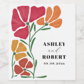 Helle und farbenfrohe Hochzeit im Jugendstil Weinetikett (Einzelnes Label)