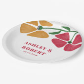 Helle und farbenfrohe Hochzeitsempfehlung im Jugen Pappteller (Schrägansicht)