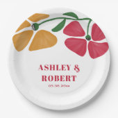 Helle und farbenfrohe Hochzeitsempfehlung im Jugen Pappteller (Vorderseite)