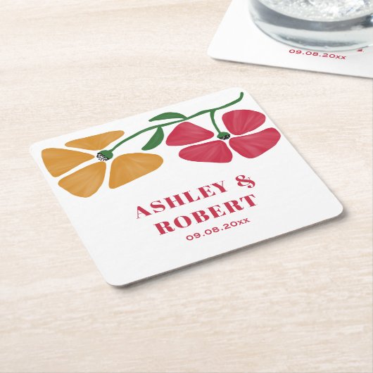 Helle und farbenfrohe Hochzeitsempfehlung im Jugen Rechteckiger Pappuntersetzer (angewinkelt)